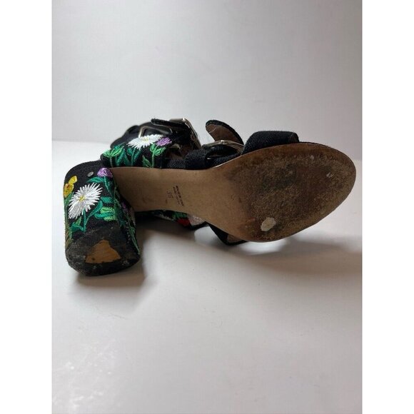 Laurence Dacade Dana Floral Embroidered Linen Sandal Block Heel 36 - Picture 11 of 11